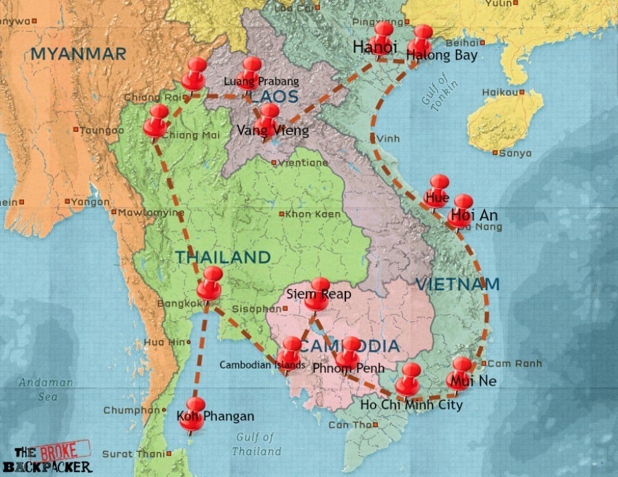 东南亚背包旅行路线-香蕉煎饼路地图