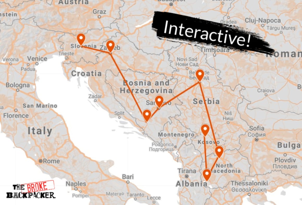 背包旅行:巴尔干半岛地图