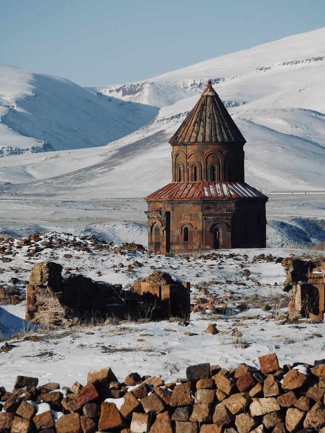 monastery in armenia in winter